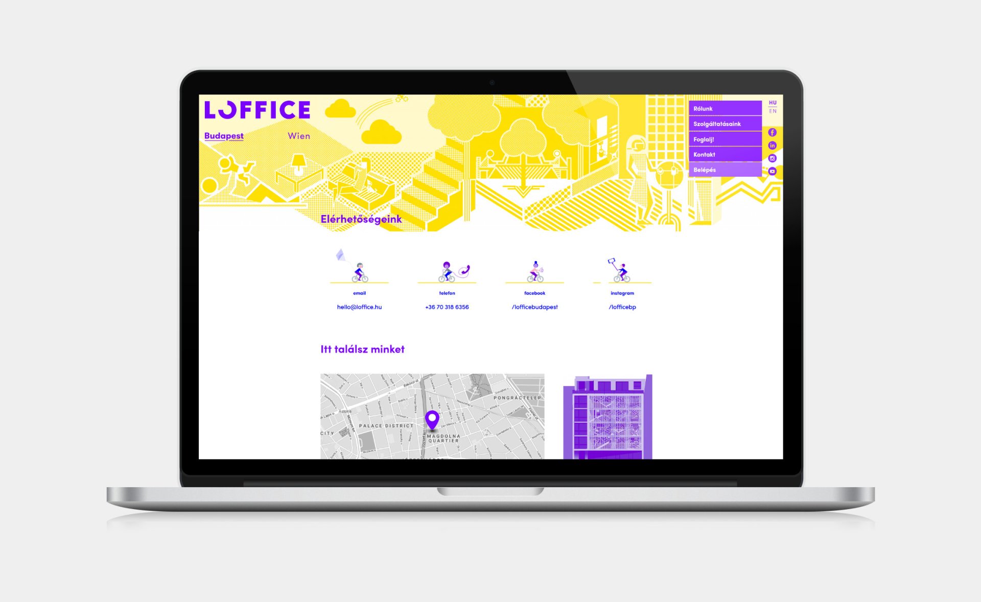 Custom designed webportal development for Loffice Hybrid Contact page on desktop