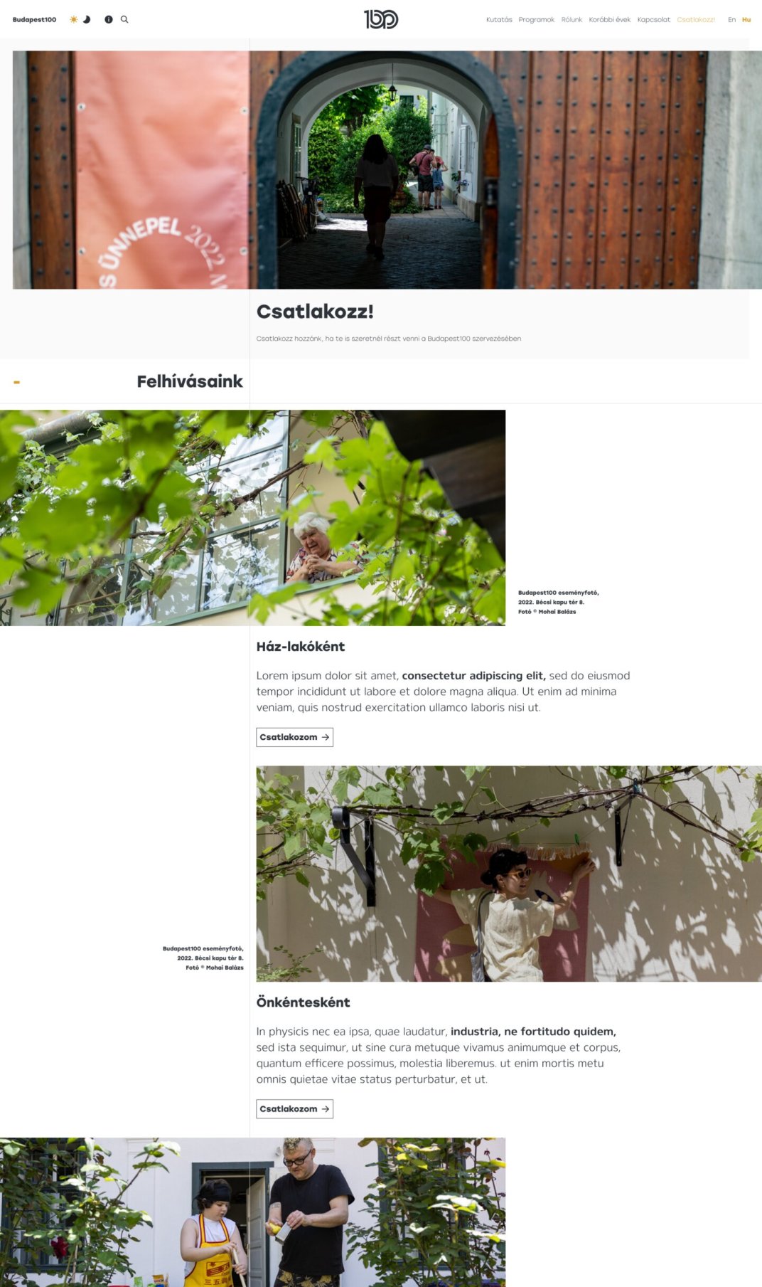 Budapest100 web app UX/UI redesign and development page - Csatlakozz cropped