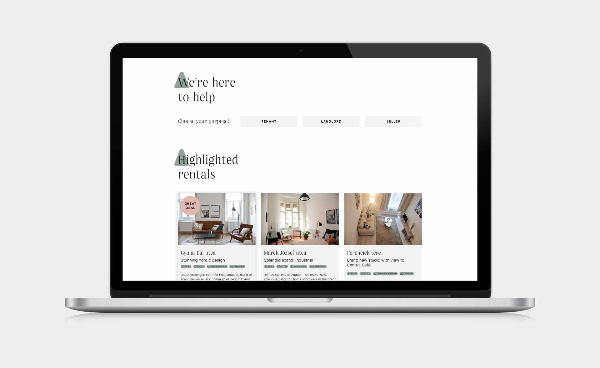 Living Budapest webportal UI design and development desktop landing page