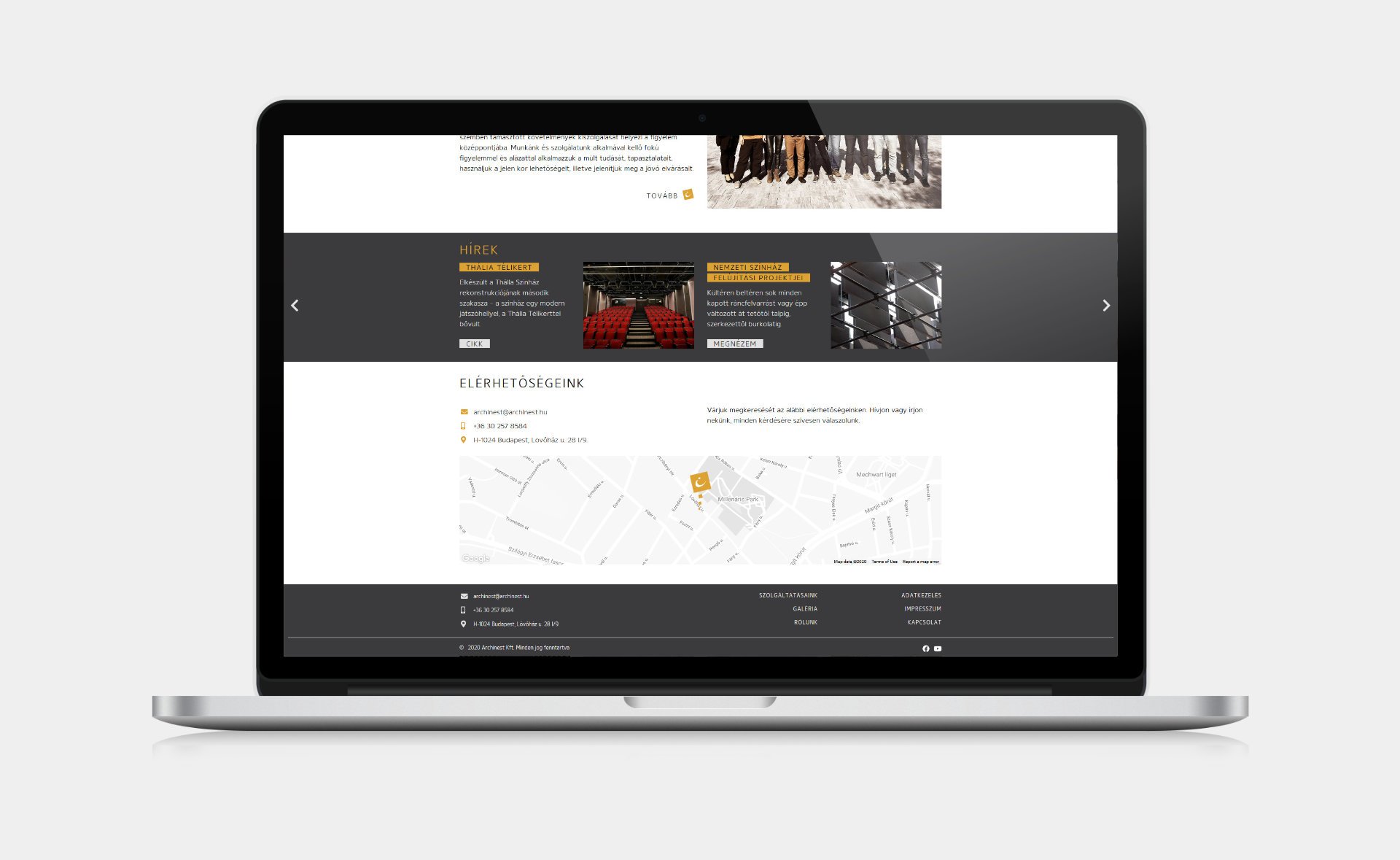 Custom designed website development for ArchiNEST Home page on desktop