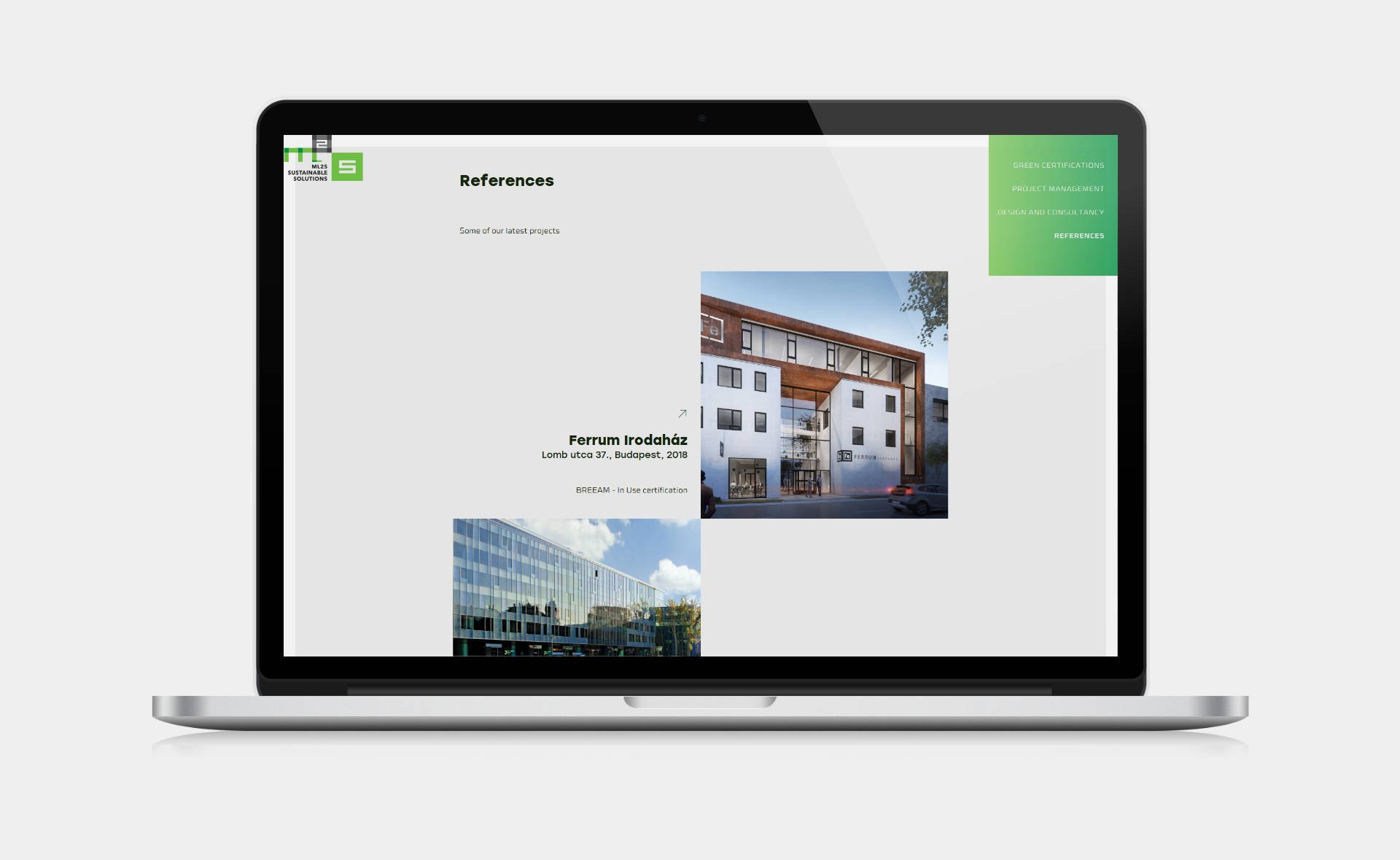 Web design, and web development for ML2S Sustainable Solutions Home page on desktop