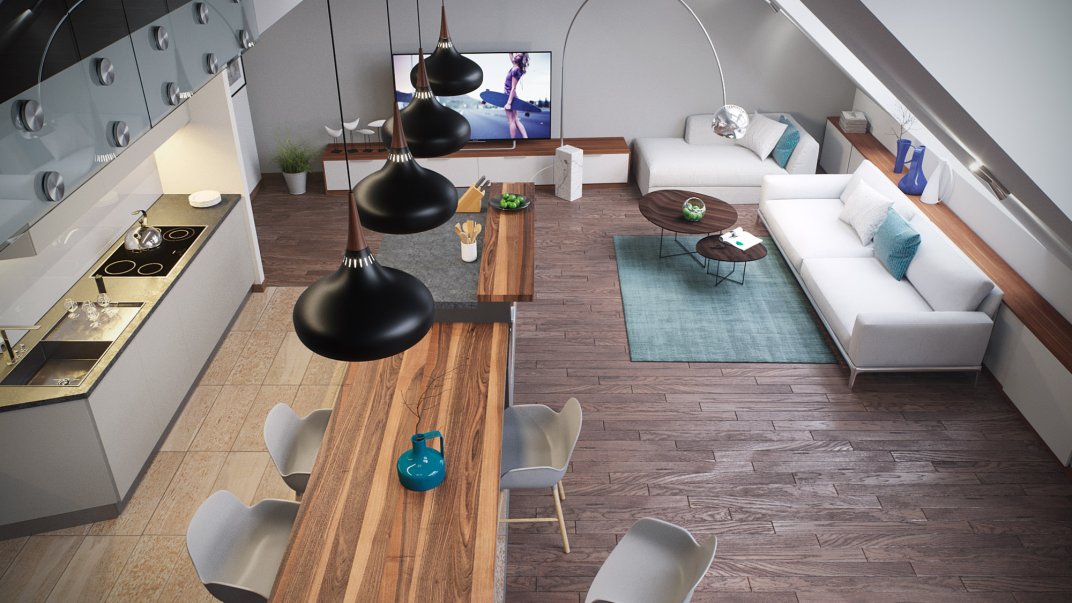 3D visualization of apartment in Veres Pálné utca