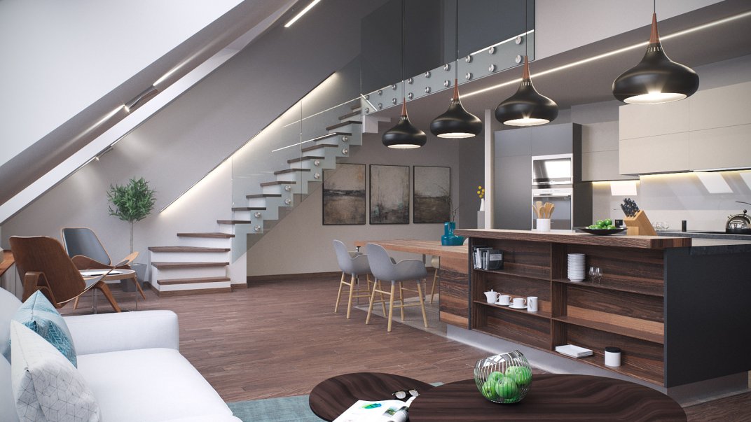 3D visualization of apartment in Veres Pálné utca