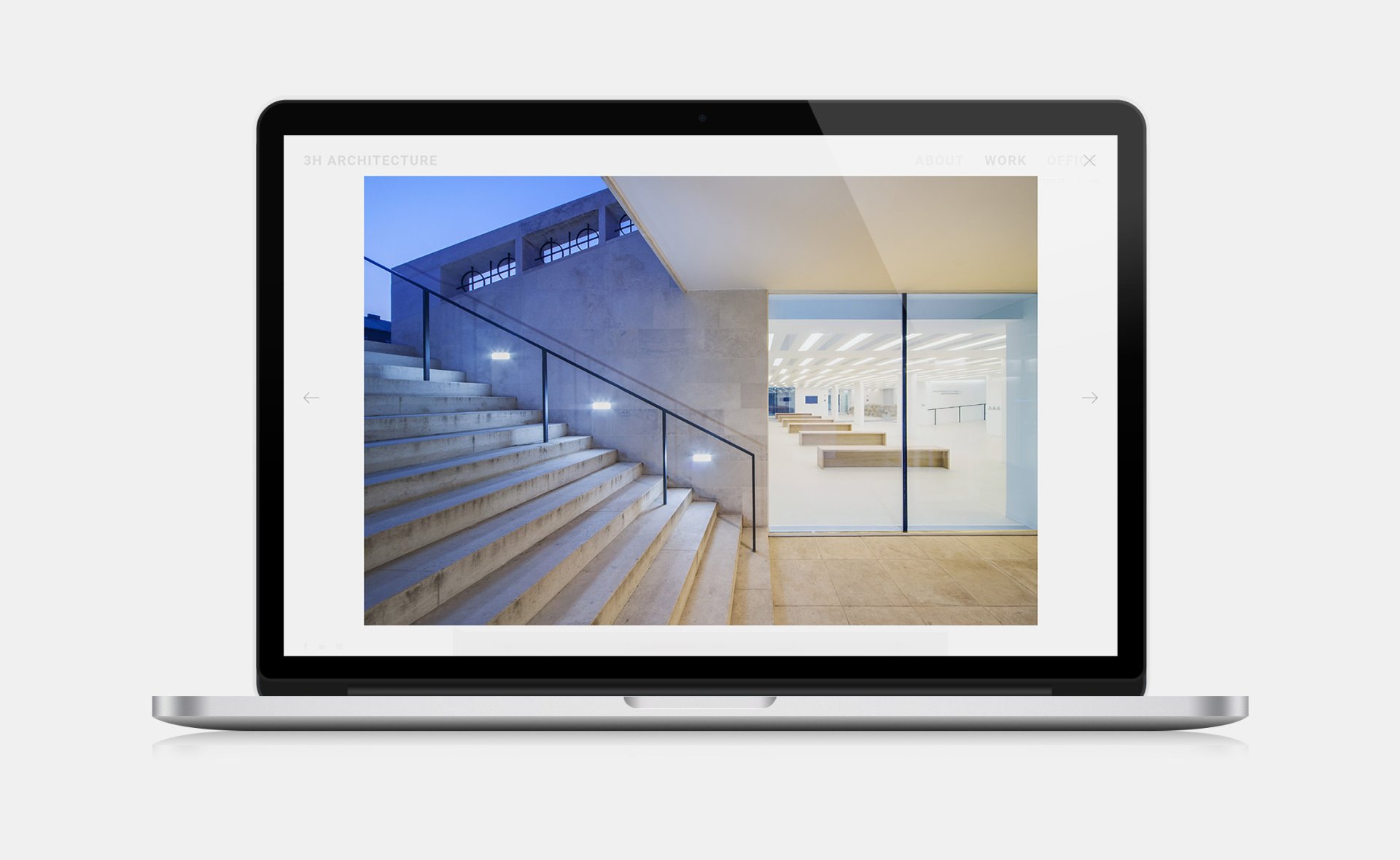 3h Architecture custom designed website development work image gallery on desktop