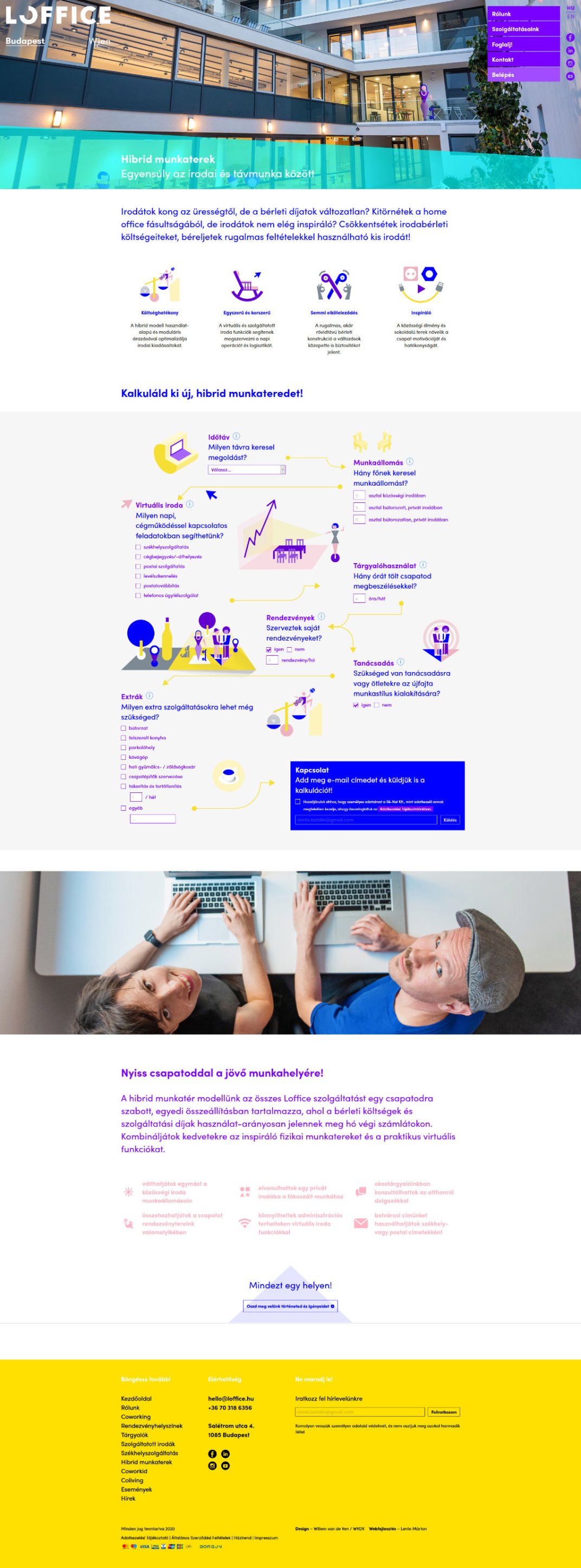Custom designed webportal development for Loffice Híbrid office page screen