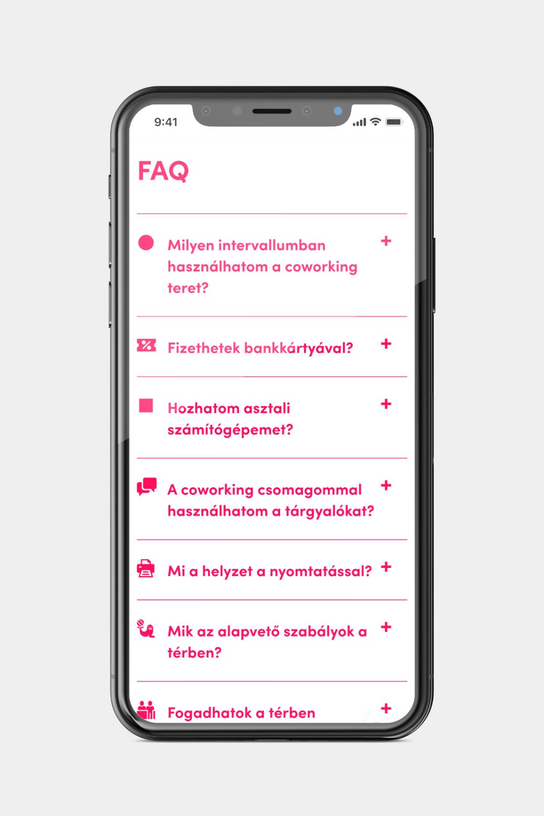 Custom designed webportal development for Loffice Coworking page on phone