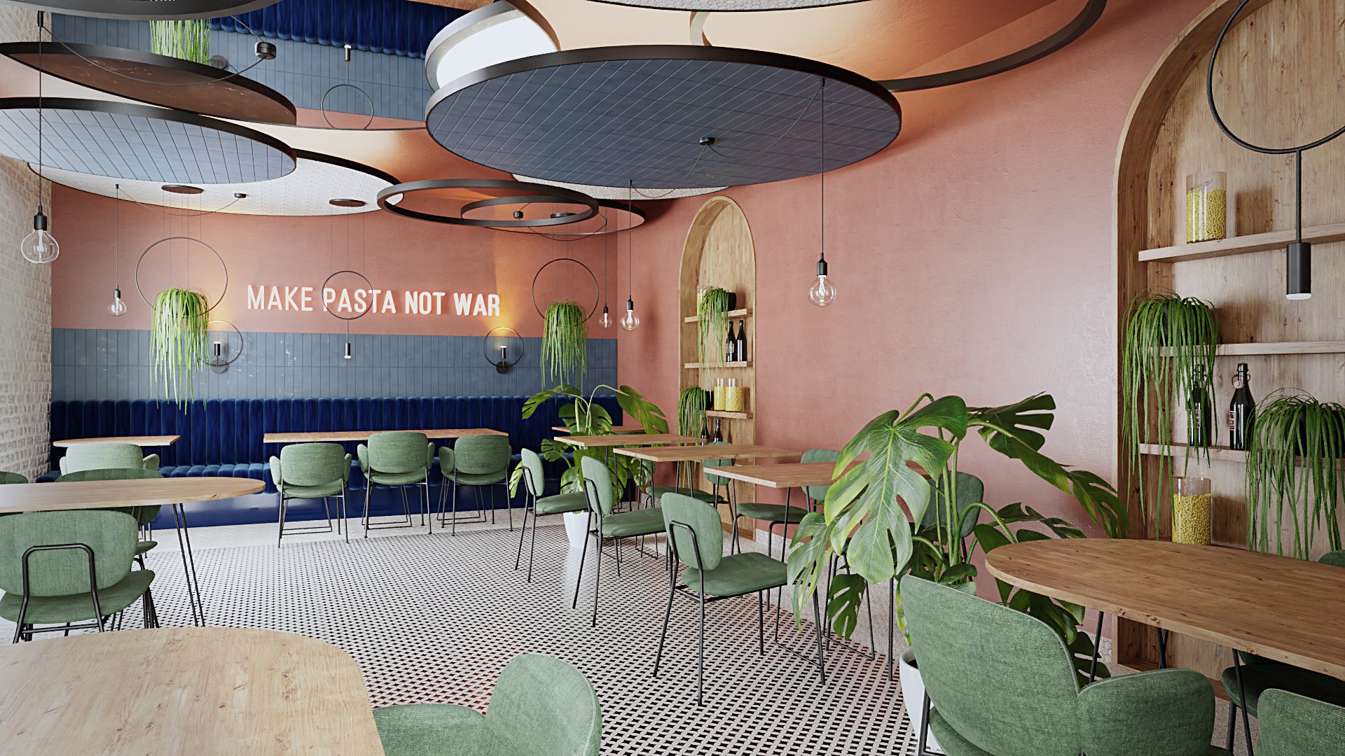 Restaurant La Nonna at Hévíz Hotel Aquamarin interior design visualization