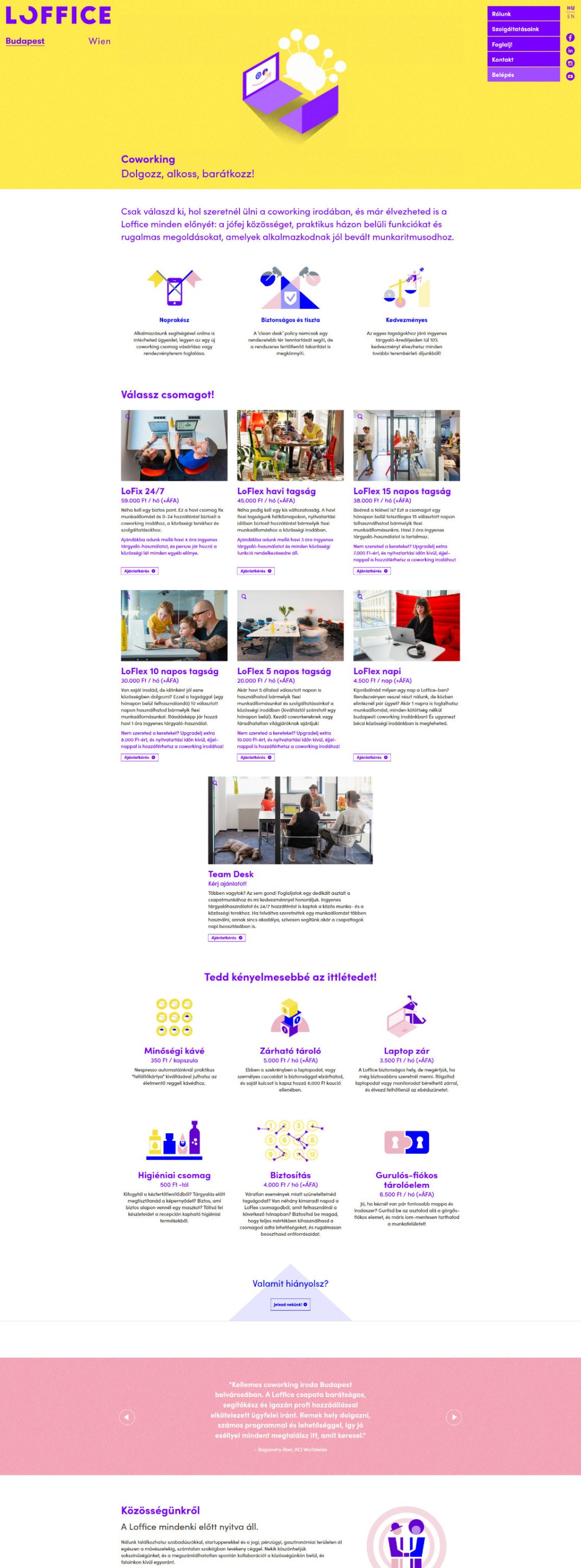 Custom designed webportal development for Loffice Coworking page screen