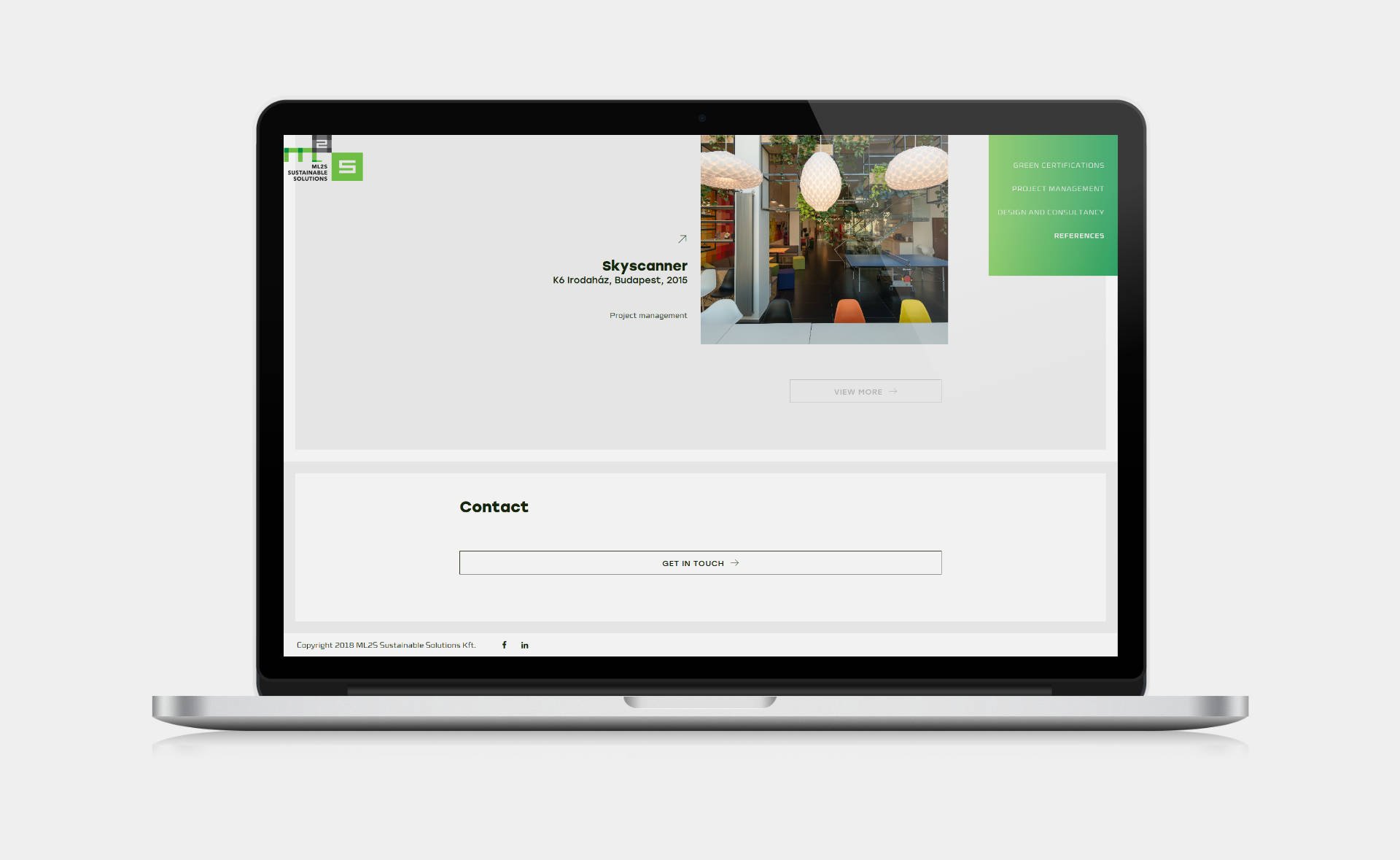 Web design, and web development for ML2S Sustainable Solutions Home page on desktop