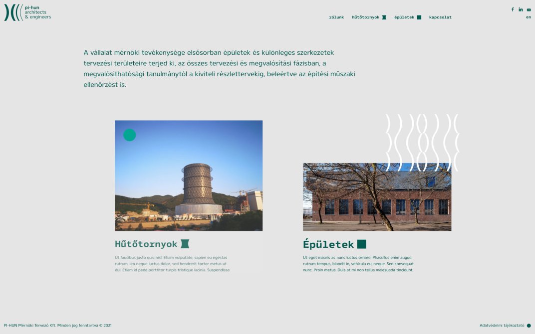 PI-HUN website UI design and development screen home