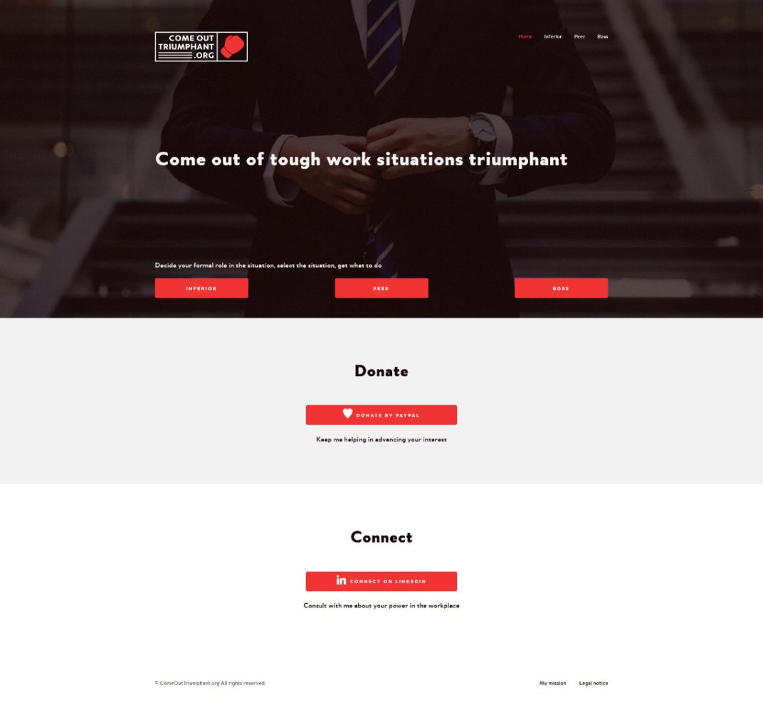 Web design and web development for ComeOutTriumphant.org home page screen