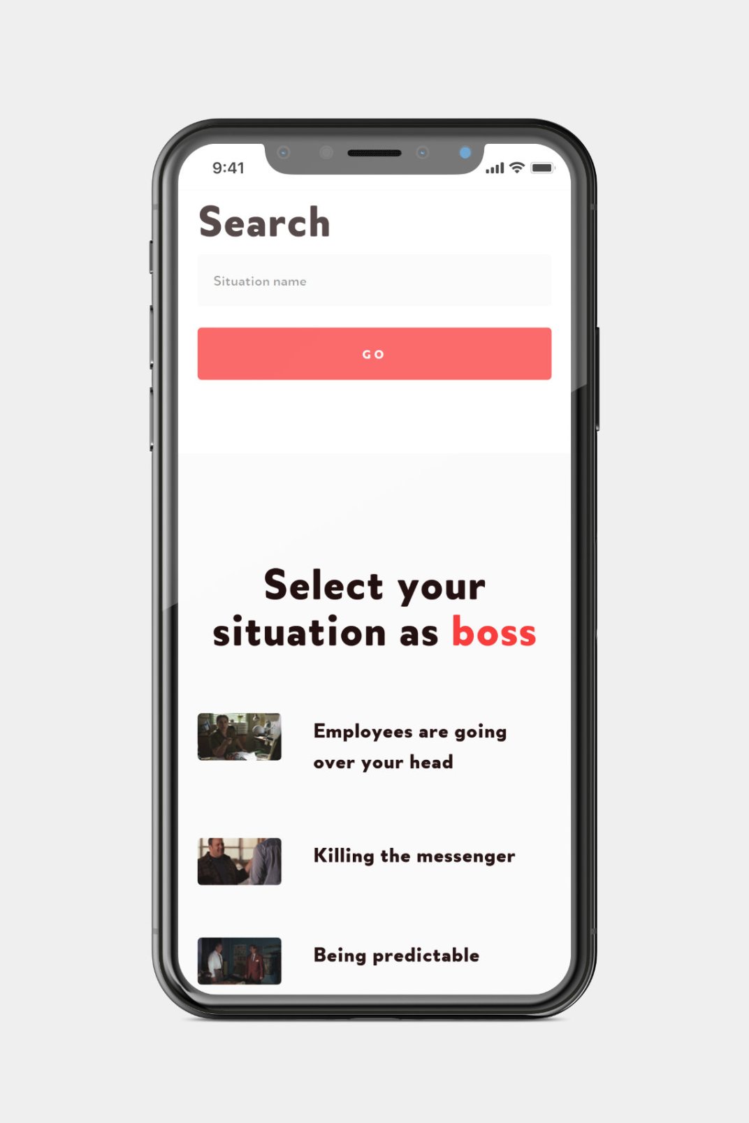 Web design and web development for ComeOutTriumphant.org Role: Boss page on phone