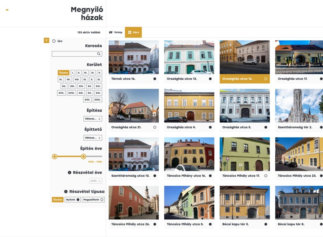 Budapest100 web app UX/UI redesign and development page - Home section