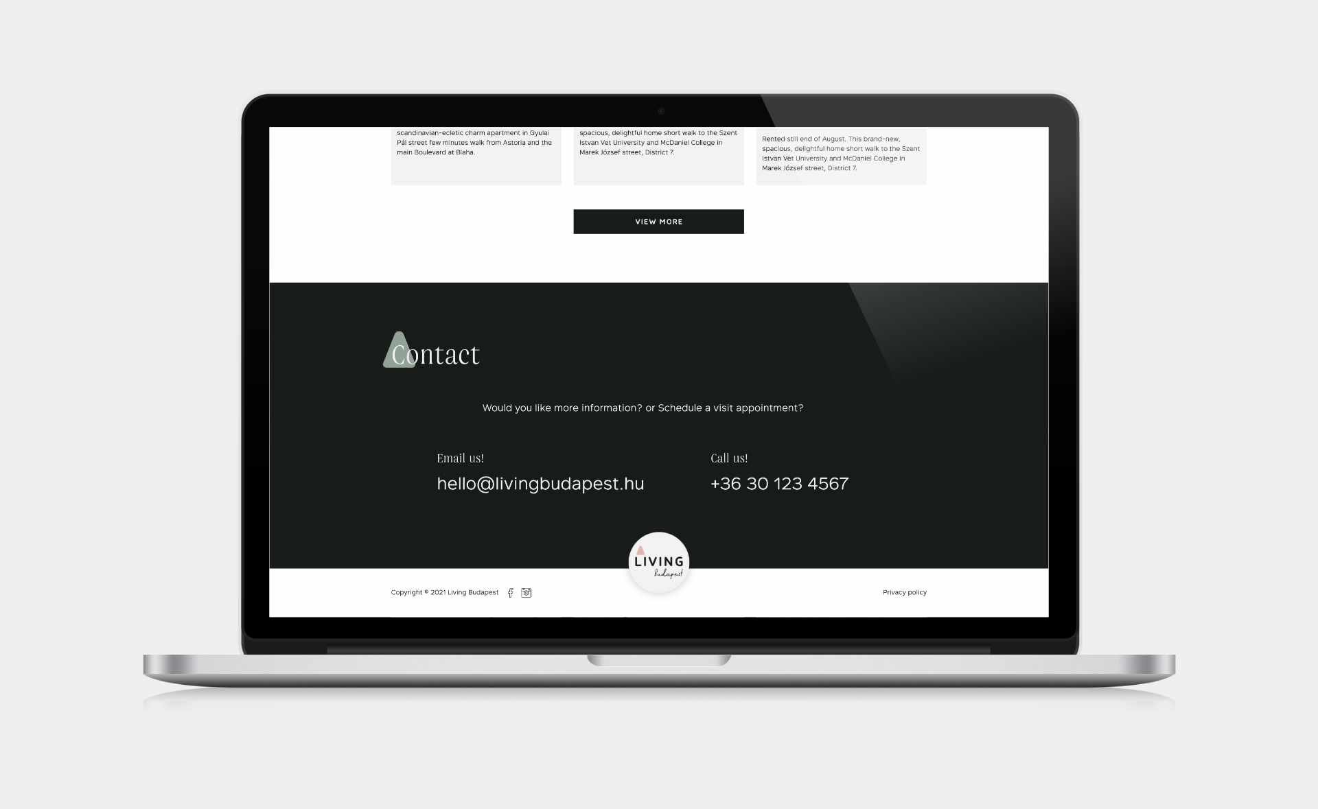 Living Budapest webportal UI design and development desktop footer