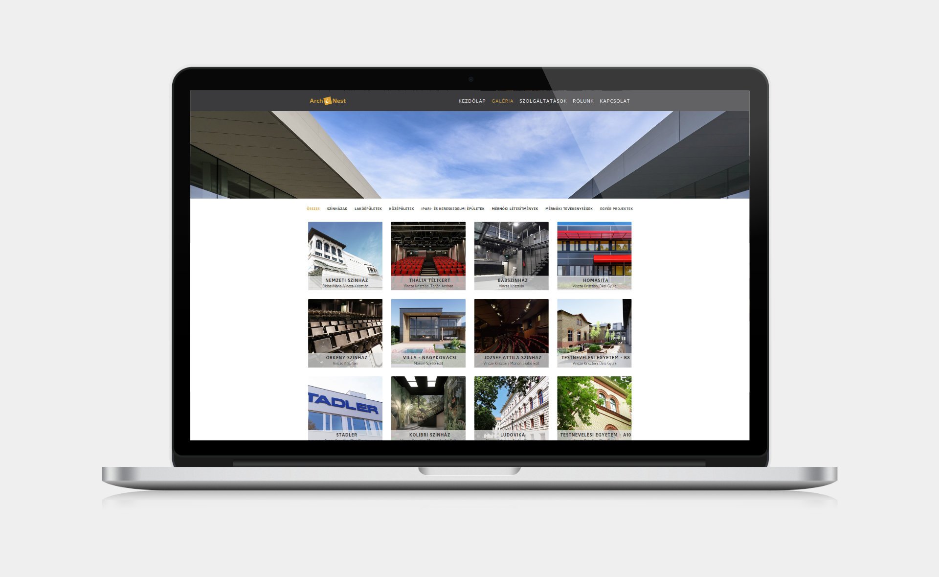 Custom designed website development for ArchiNEST Gallery page on desktop