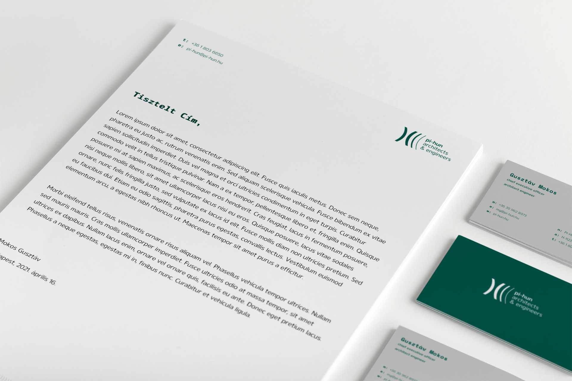 PI-HUN branding stationary letterhead design