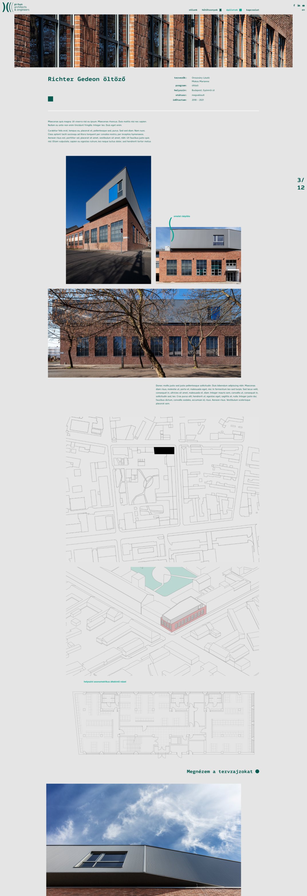 PI-HUN website UI design and development screen single building