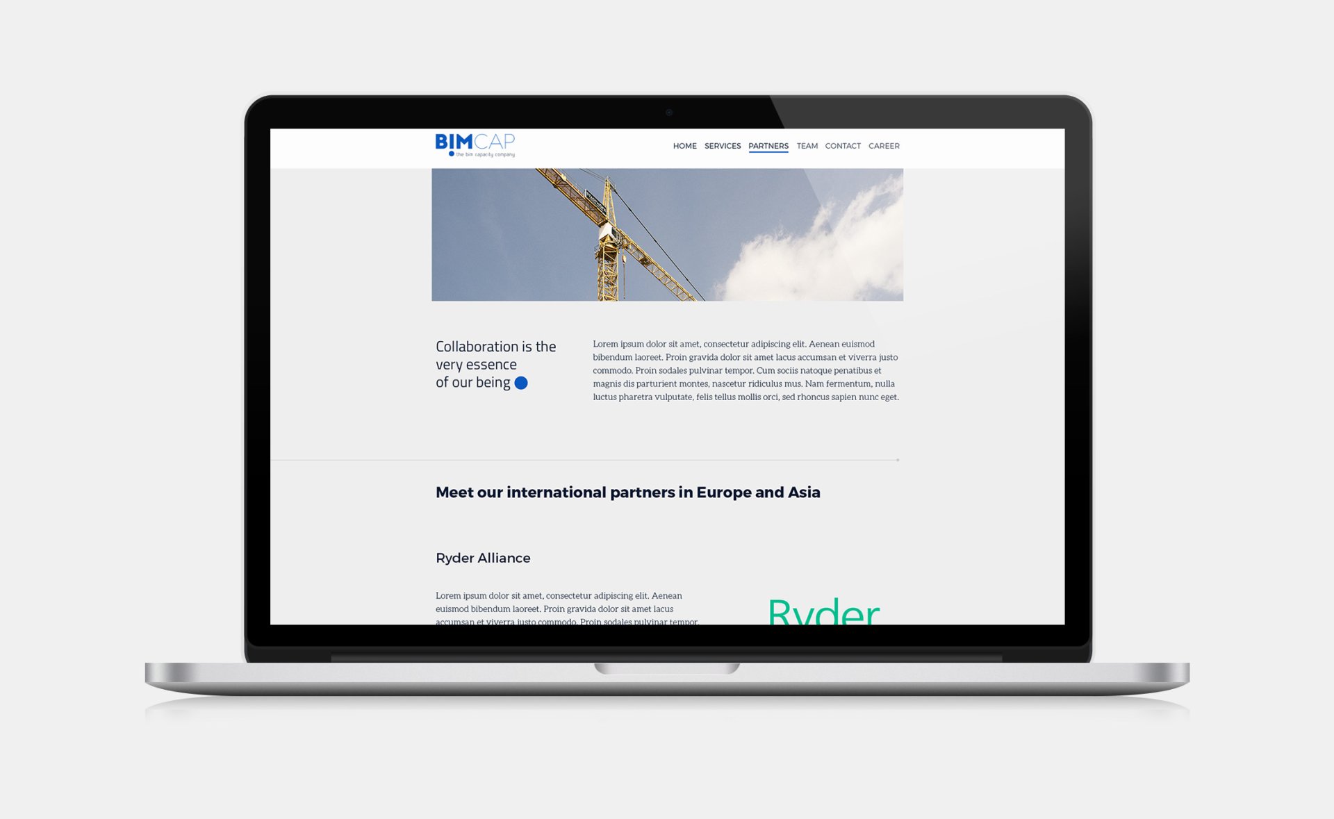 BIMCAP responsive web design partners page on desktop