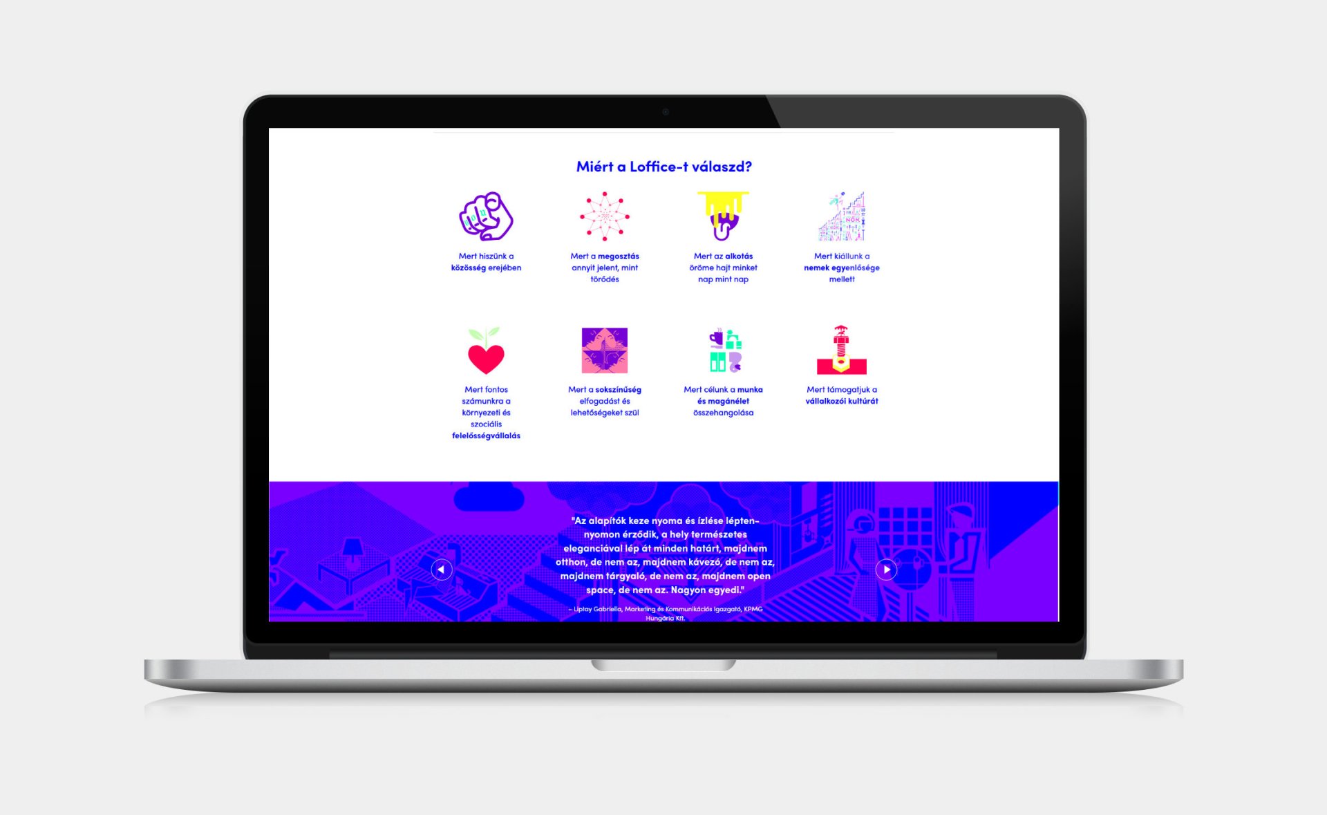Custom designed webportal development for Loffice About page on desktop