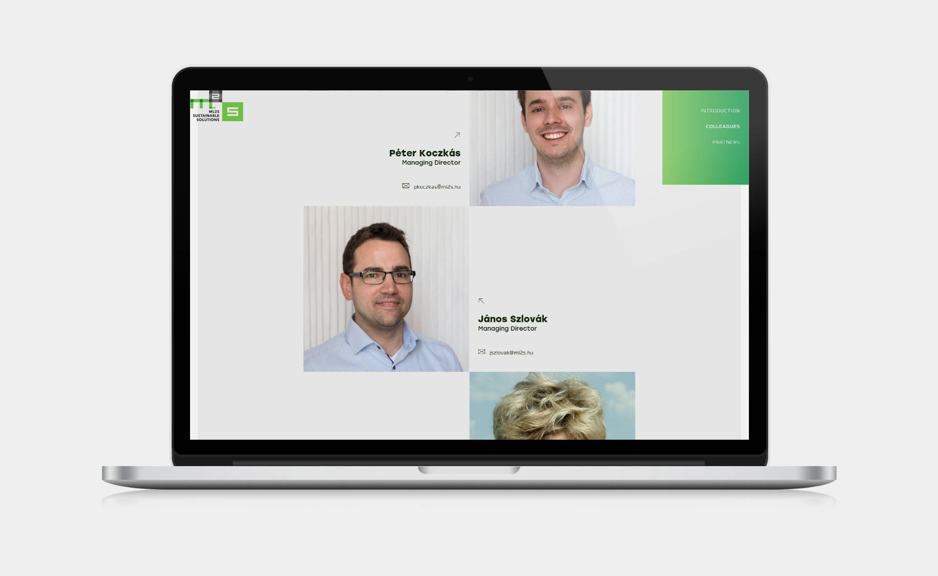 Web design, and web development for ML2S Sustainable Solutions About page on desktop