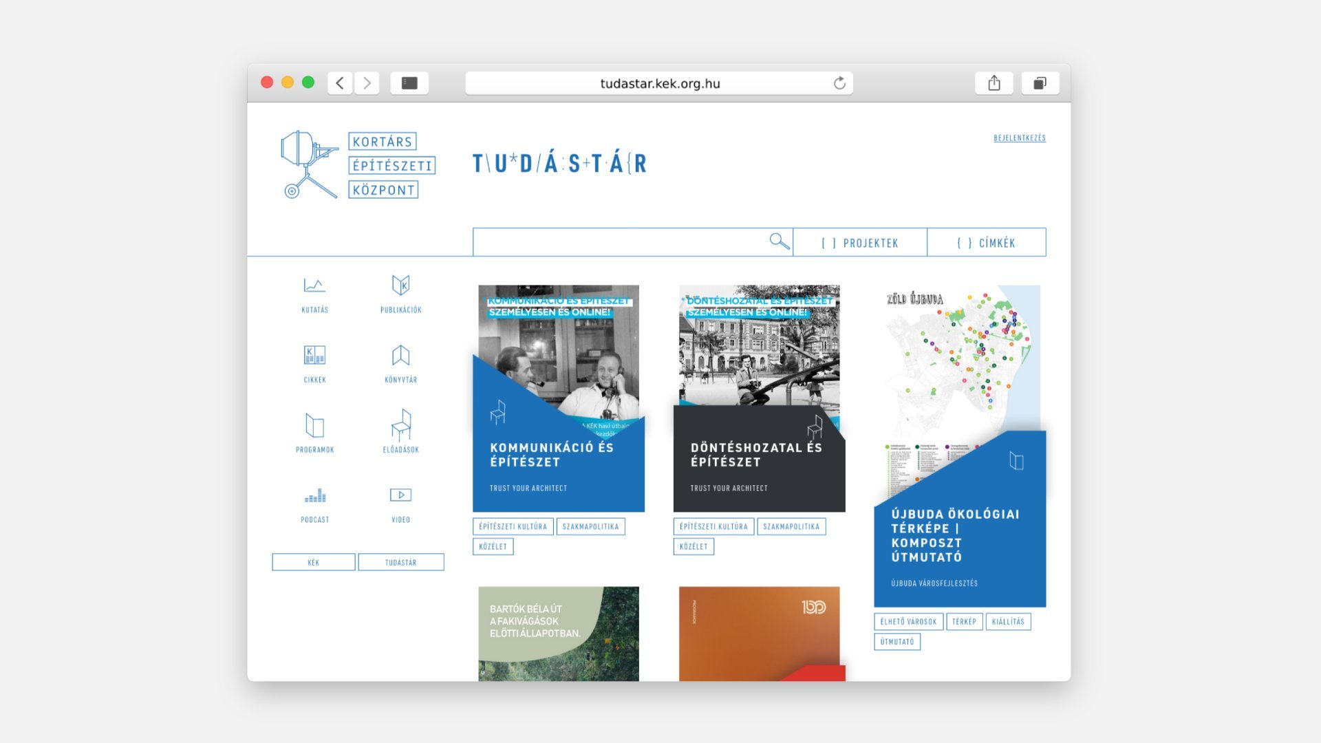 KÉK Tudástár website UI design and development
