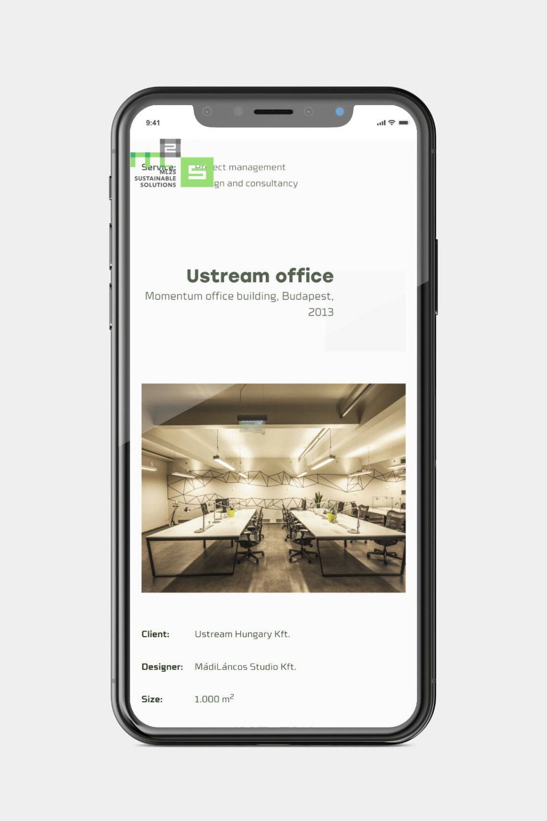 Web design, and web development for ML2S Sustainable Solutions References page on phone