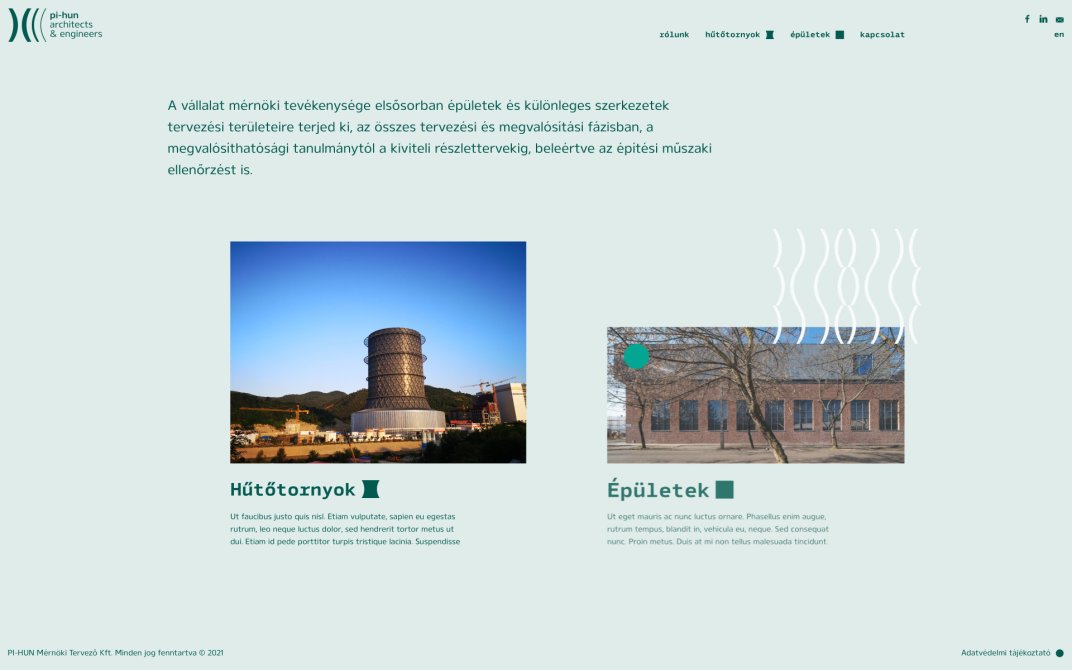 PI-HUN website UI design and development screen home colour