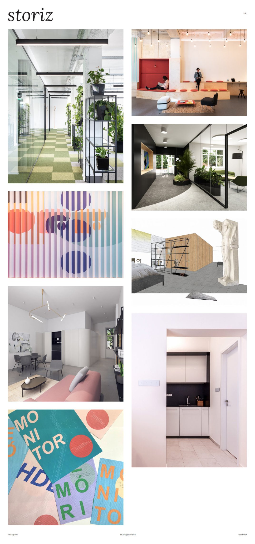Custom designed website development for studio storiz Home page screen