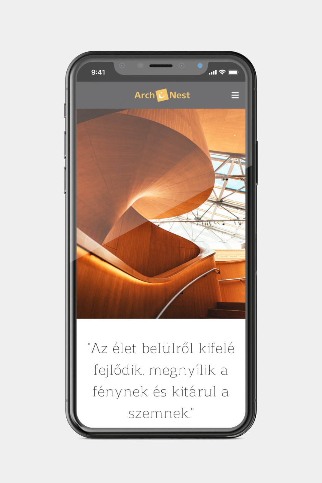 Custom designed website development for ArchiNEST Home page on phone