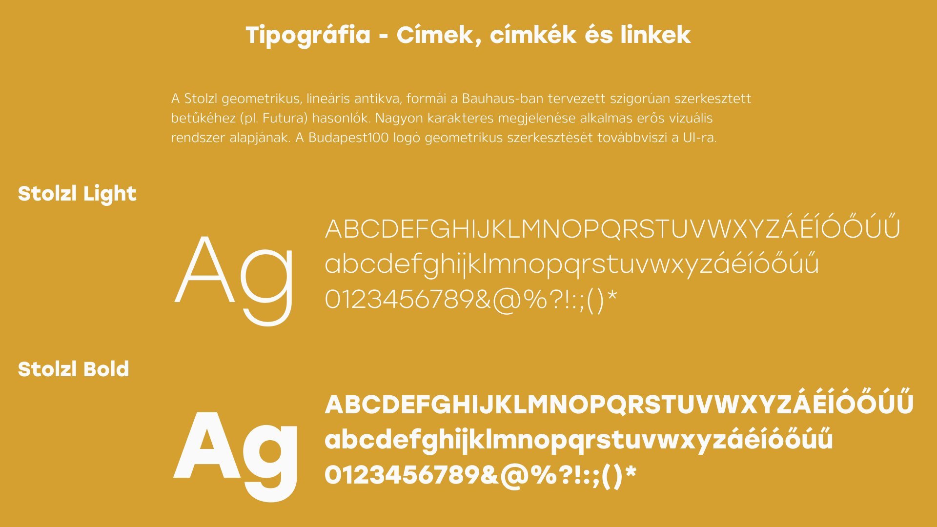 Budapest100 web app UX/UI redesign and development atoms - Typography headings tags and links