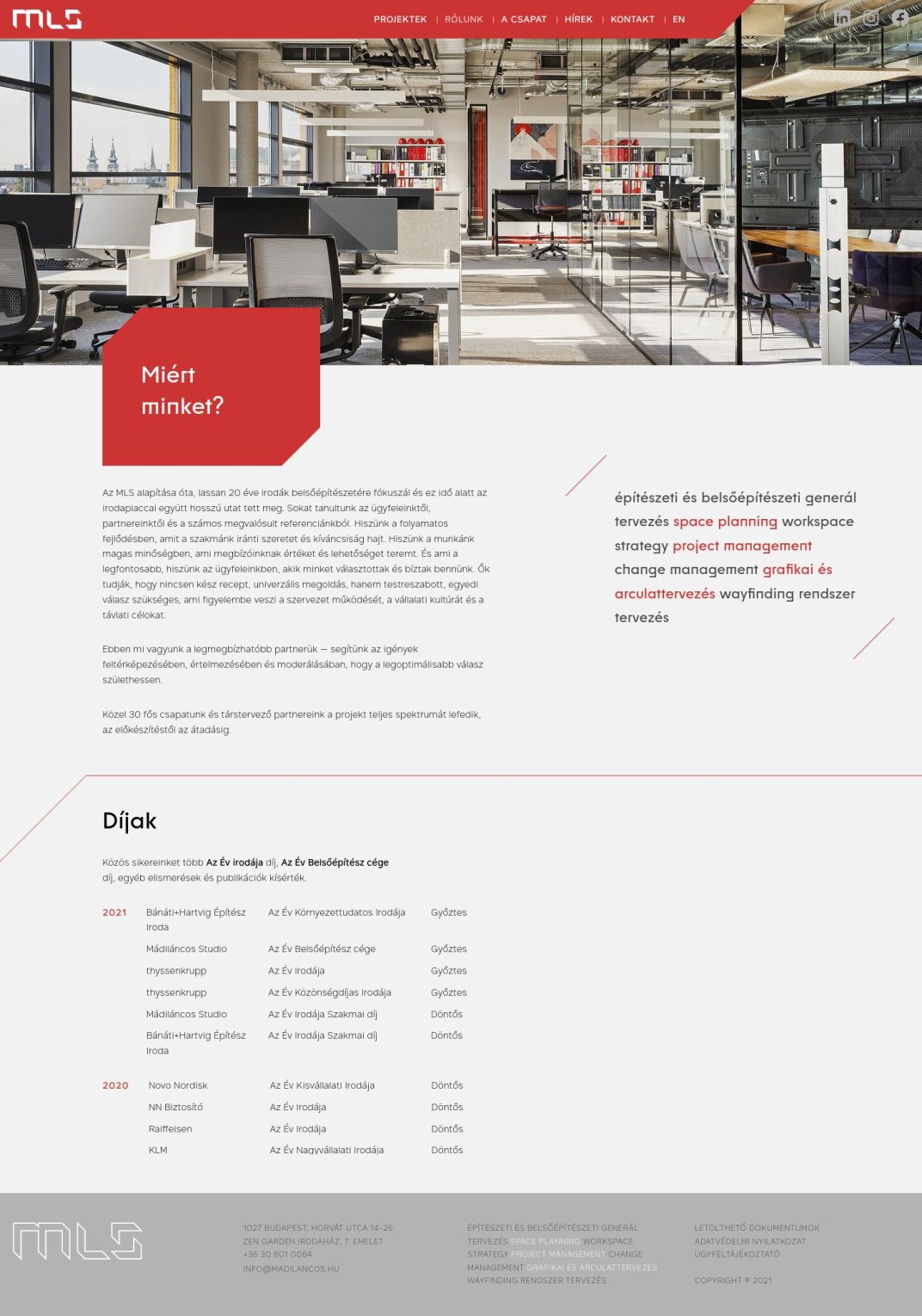 MádiLáncos Studio website UI design and development screen about