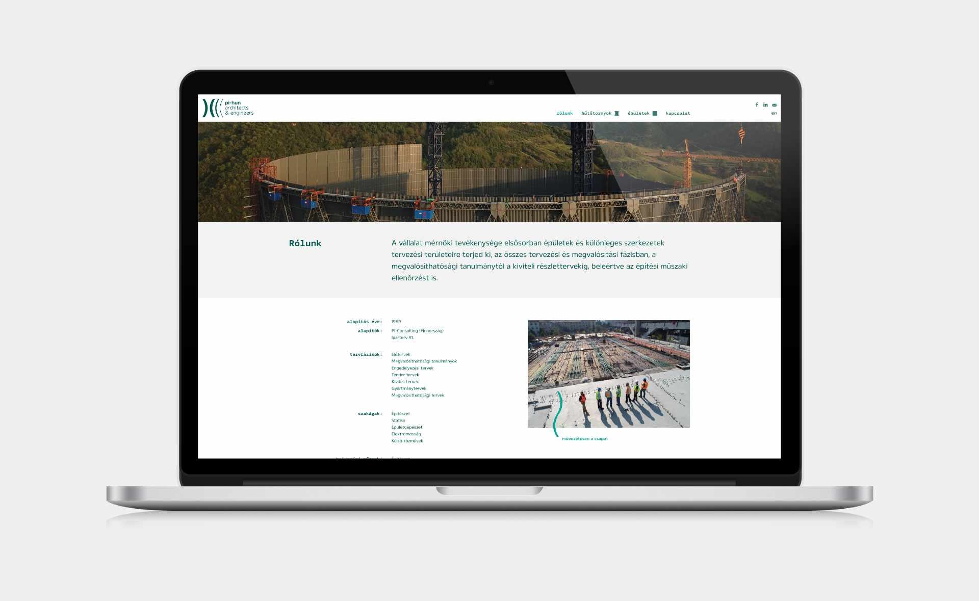 PI-HUN website UI design and development desktop about