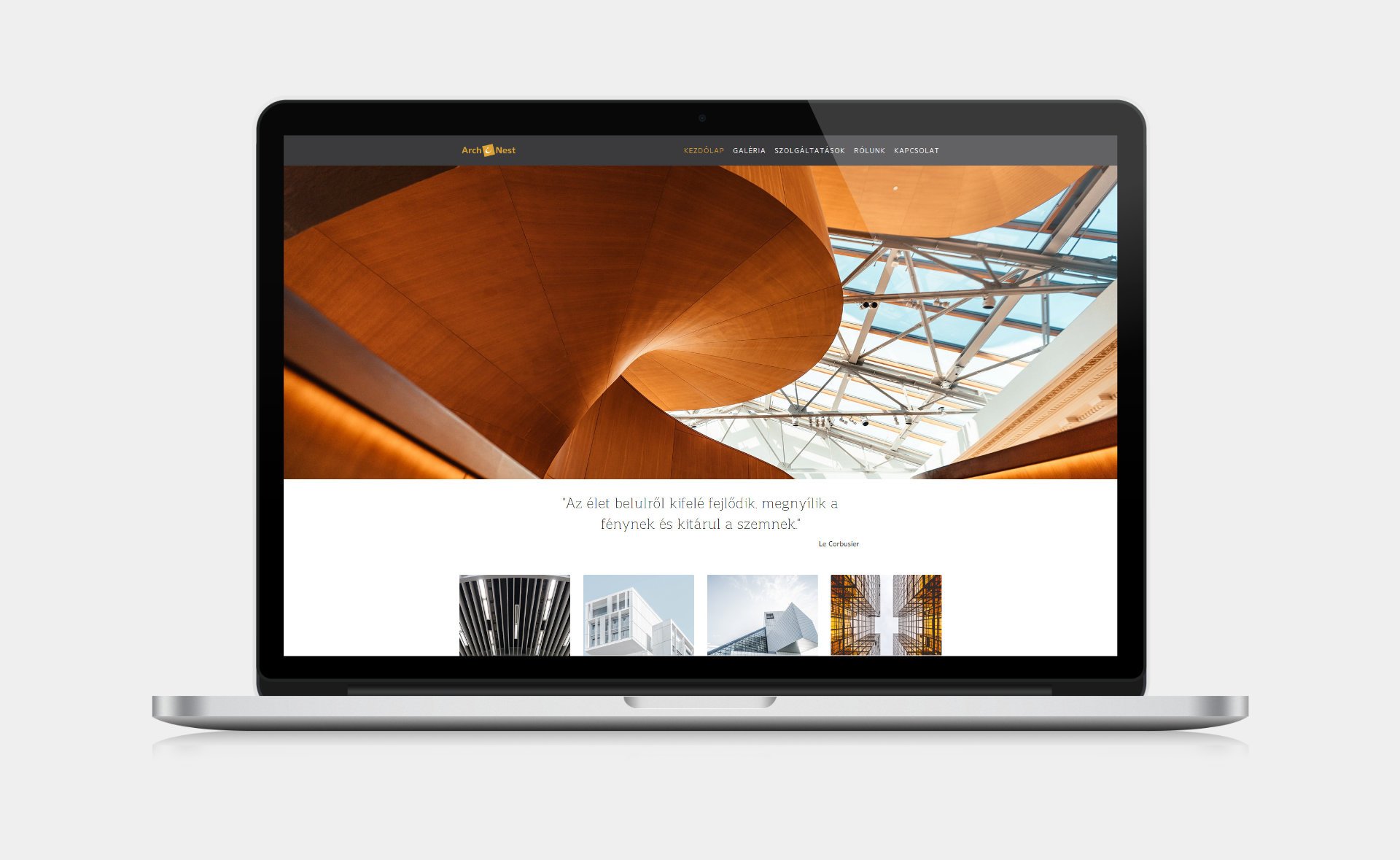 Custom designed website development for ArchiNEST Home page on desktop