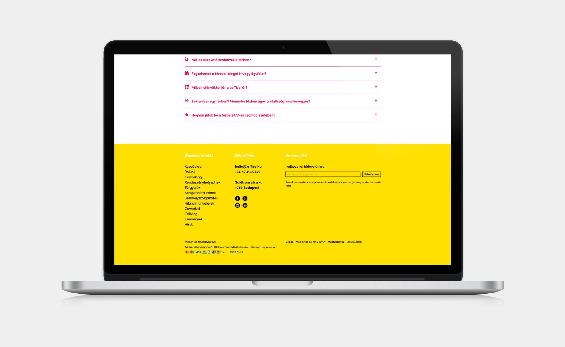 Custom designed webportal development for Loffice Coworking page on desktop