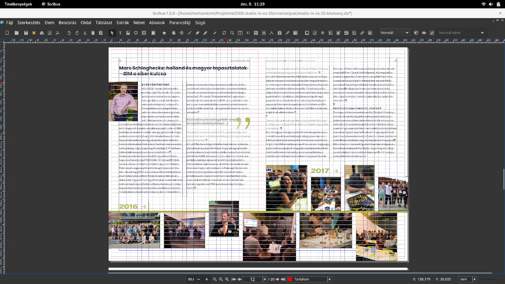 Publication page layout designed in Scribus on Linux